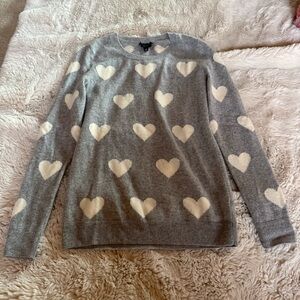Talbots 100% cashmere grey and white heart sweater size XS